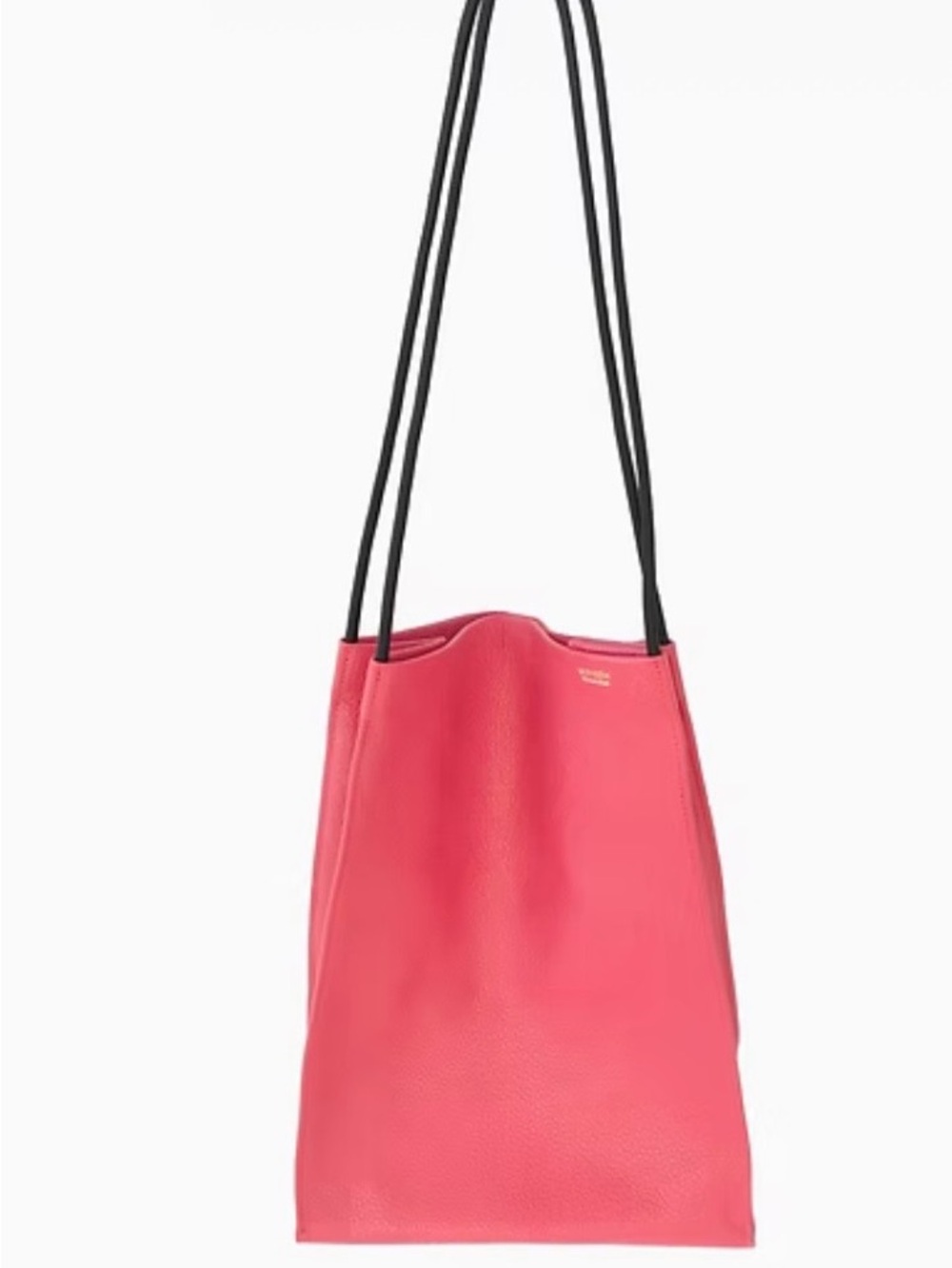 Pink Leather Drawstring Shoulder Bag